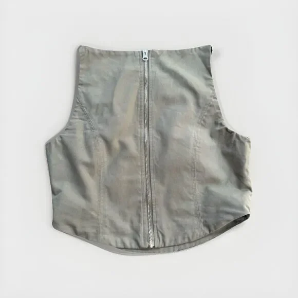 WAYF Green Two-piece Set Cropped Vest W back Zip & Wide-leg Oversized Pants Sz S - Picture 4 of 16